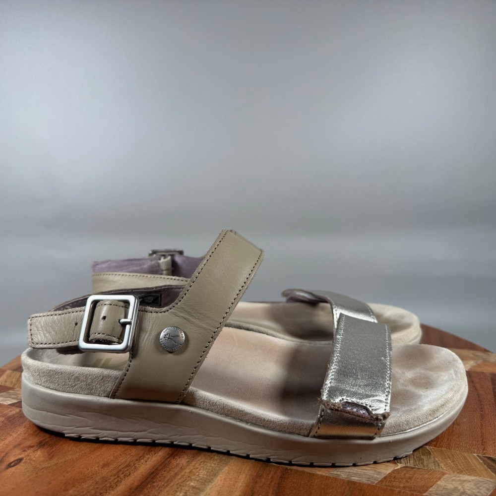 KURU Luna Women 7 Taupe Silver Metallic Leather Orthopedic Comfort Sandals